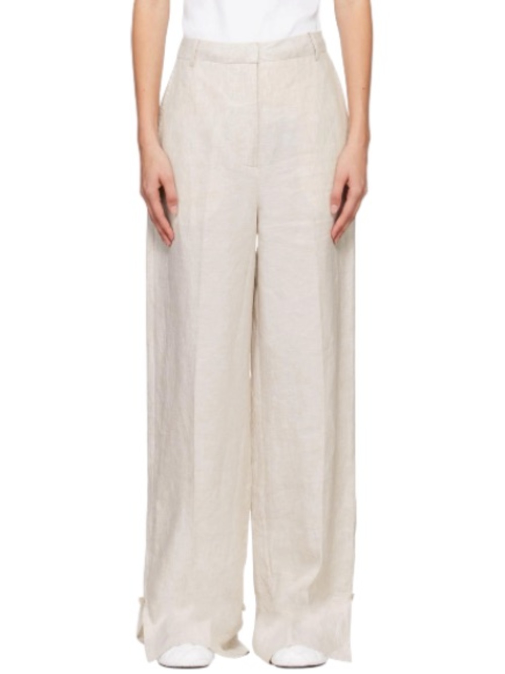 NWT REMAIN BIRGER CHRISTENSEN Veronica Trousers 100% Linen Whitecap Grey size 40